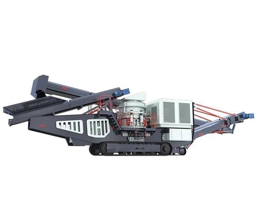 Crawler Mobile Cone Crusher met screening apparatuur Inlaatgrootte 260mm in aanbouw